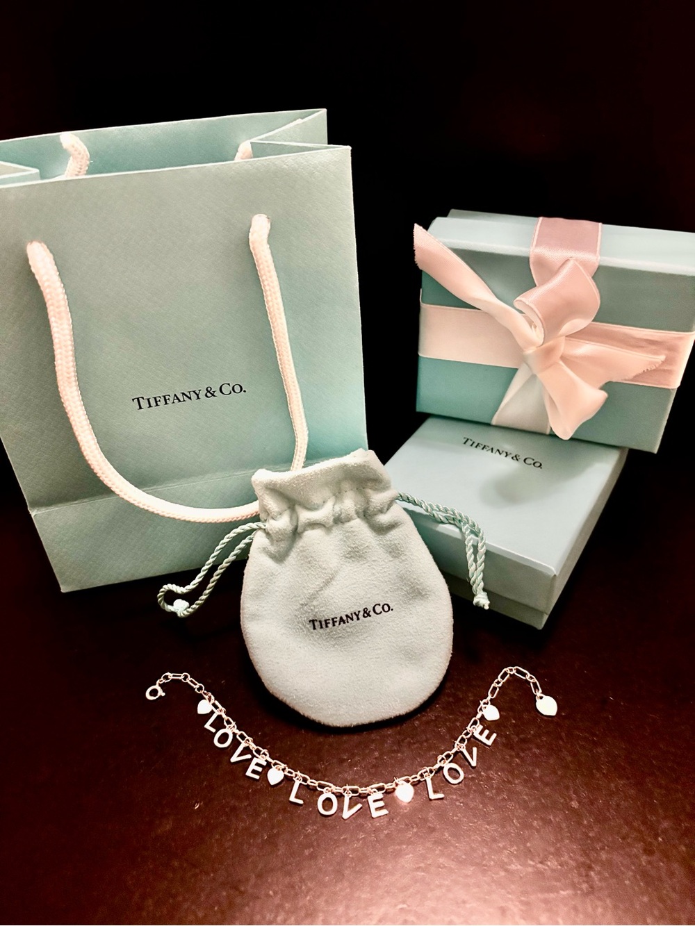 Tiffany & Co. Silver LOVE Notes Charm Bracelet